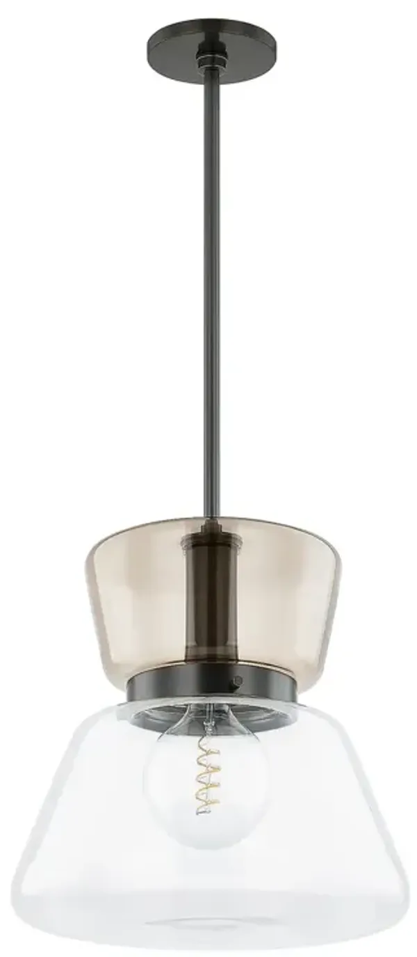 Maren Hourglass Pendant - Clear/Light-Bronze Plated Glass