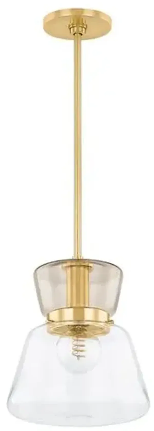 Maren Hourglass Pendant - Clear/Light-Bronze Plated Glass