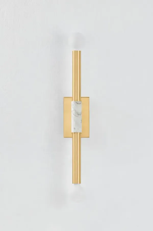 Alix 2-Light Wall Sconce - Aged Brass/Marble - Gold