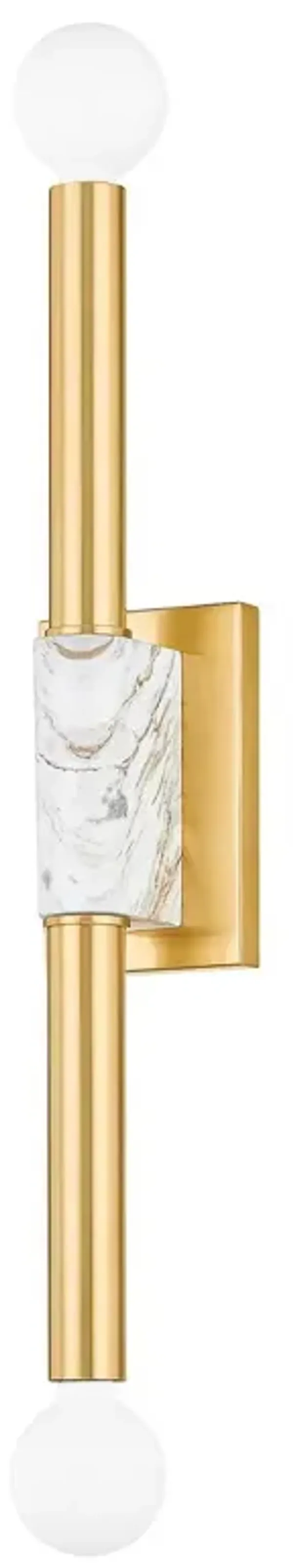 Alix 2-Light Wall Sconce - Aged Brass/Marble - Gold