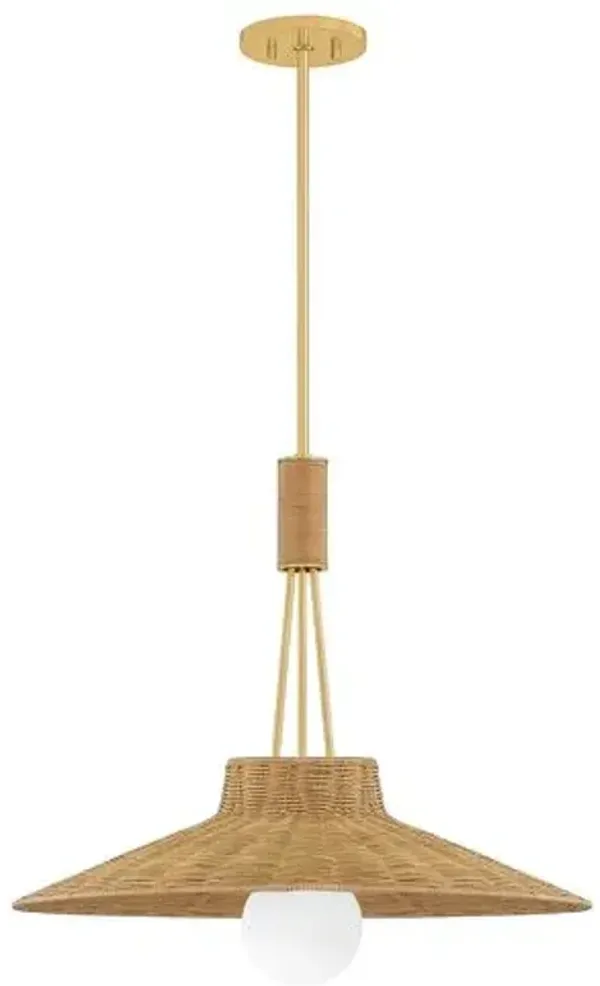 Finnian Wicker Pendant - Natural/Aged Brass - Gold