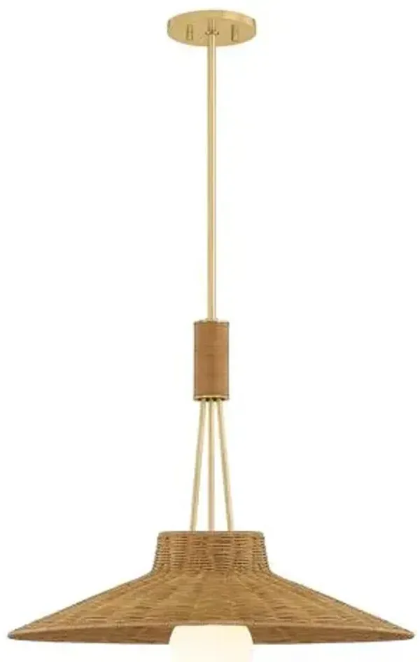 Finnian Wicker Pendant - Natural/Aged Brass - Gold