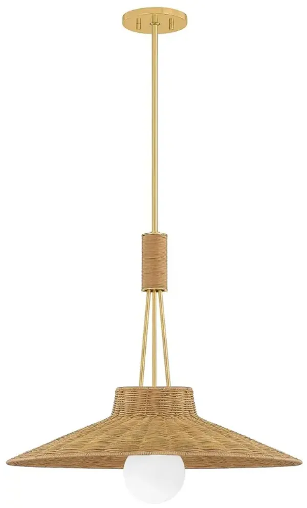 Finnian Wicker Pendant - Natural/Aged Brass - Gold