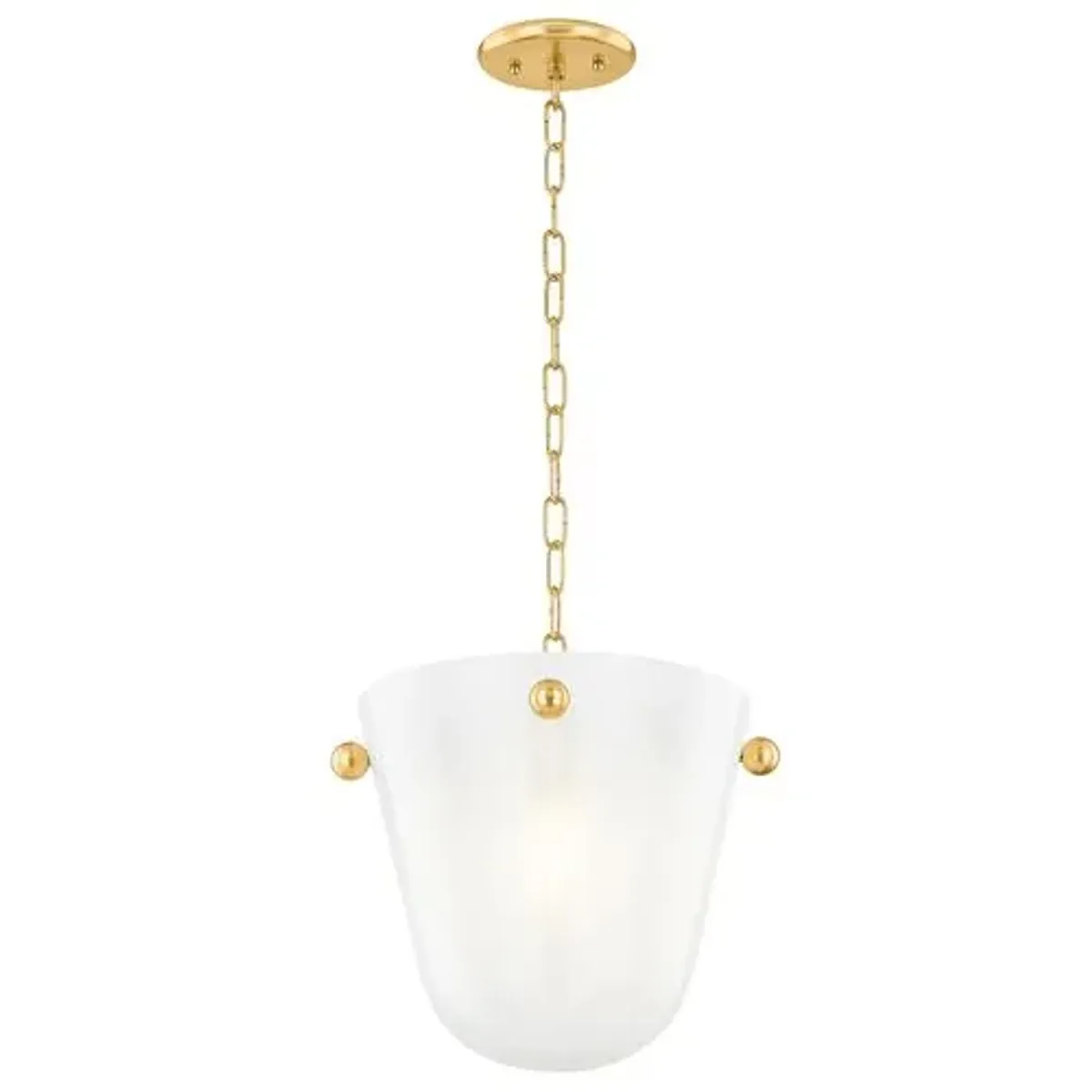 Perri Glass Pendant - Opal White/Aged Brass - Gold