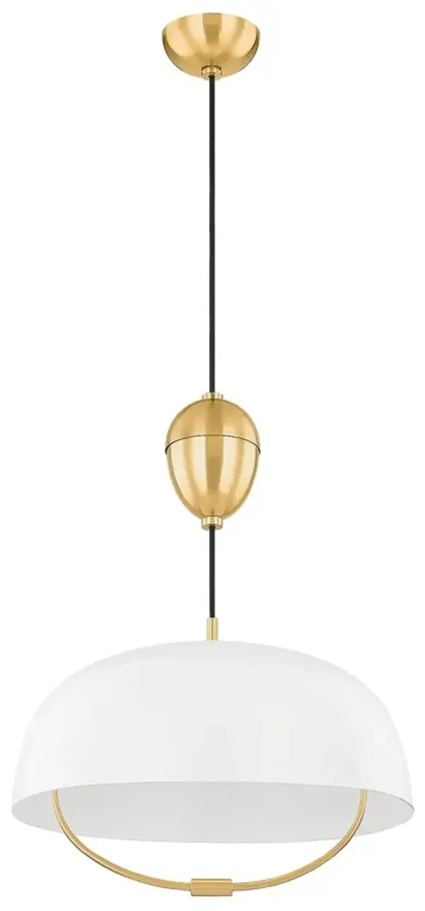 Tilda Adjustable Dome Pendant - Aged Brass/Sofe White