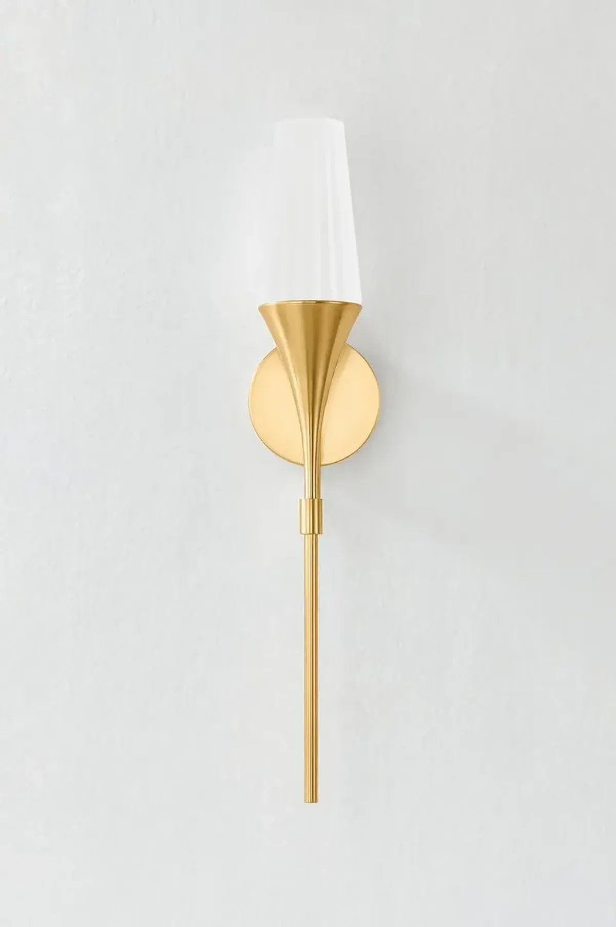 Runa Fluted Matte Opal Wall Sconce - Gold