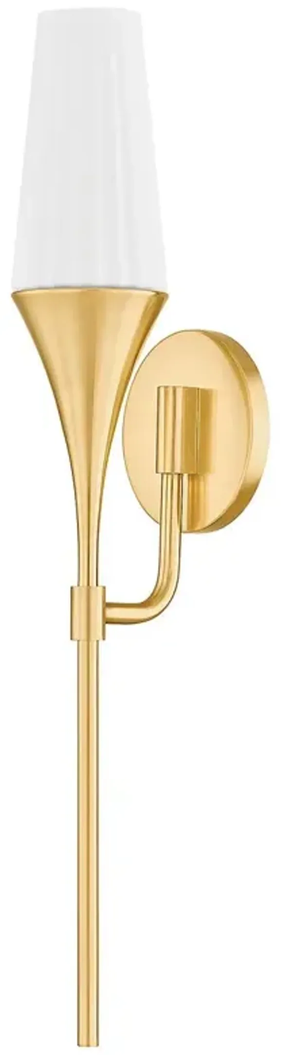 Runa Fluted Matte Opal Wall Sconce - Gold