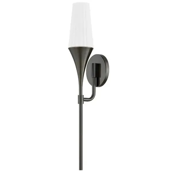Runa Fluted Matte Opal Wall Sconce - Brown