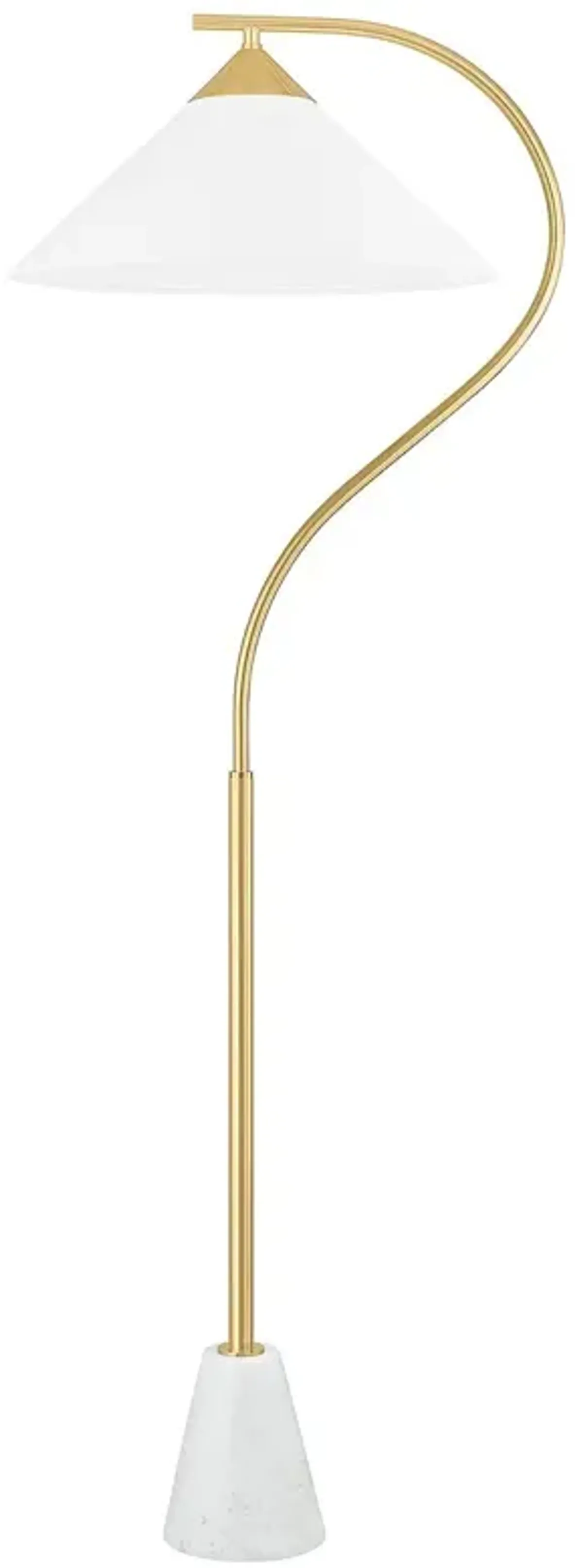 Pavo Carrara Marble Floor Lamp - White/Aged Brass