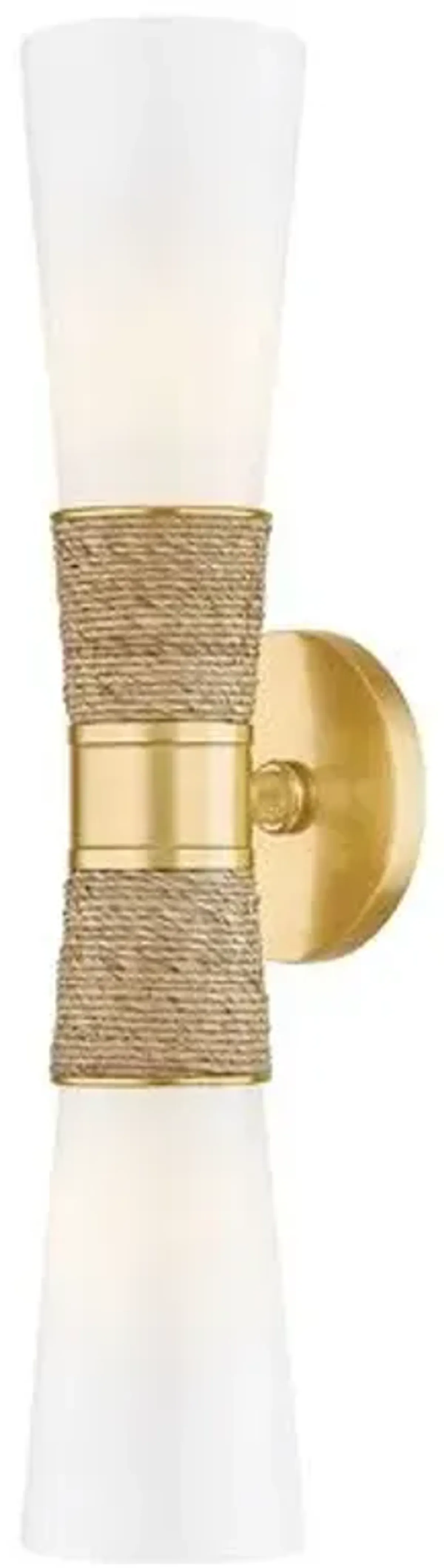 Mica 2-Light Wrapped Raffia Wall Sconce - Opal White/Aged Brass - Megan Molten for Mitzi - Gold