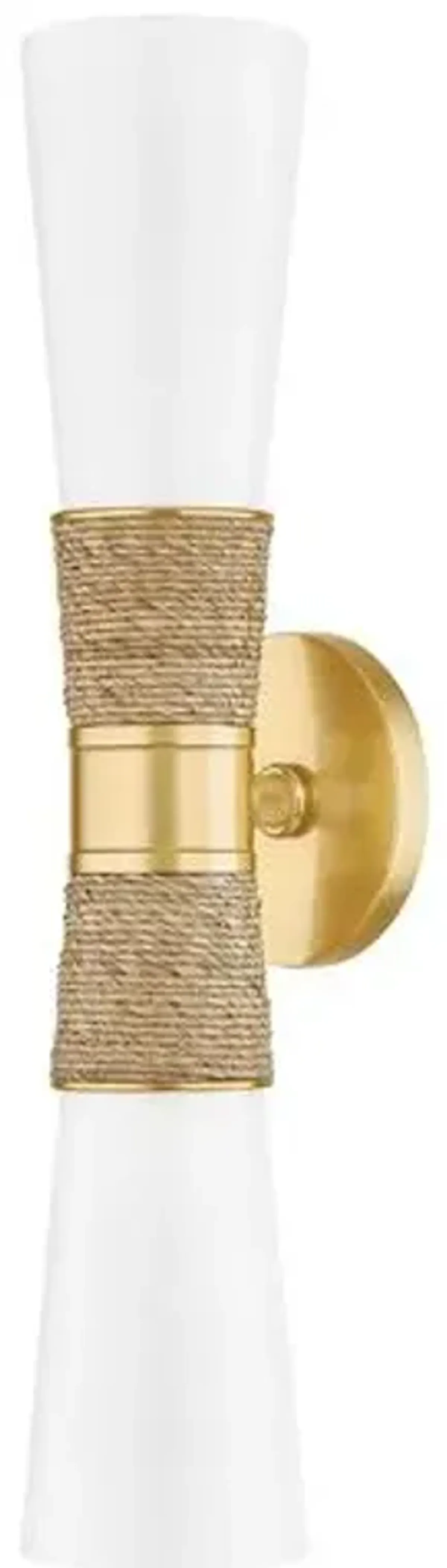 Mica 2-Light Wrapped Raffia Wall Sconce - Opal White/Aged Brass - Megan Molten for Mitzi - Gold