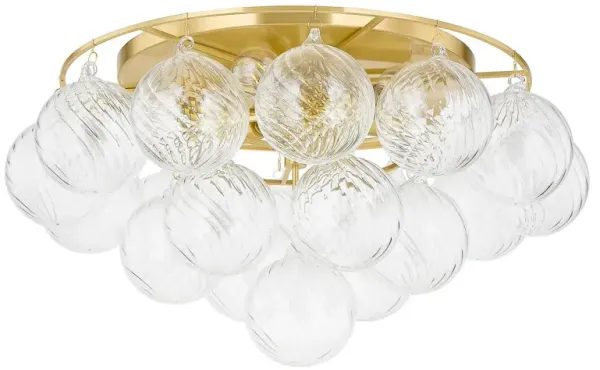 Mimi Flush Mount - Clear/Aged Brass - Megan Molten for Mitzi - Gold