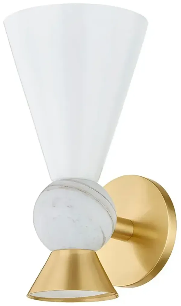 Mona Wall Sconce - White/Aged Brass/Calacatta Gold Marble - Megan Molten for Mitzi