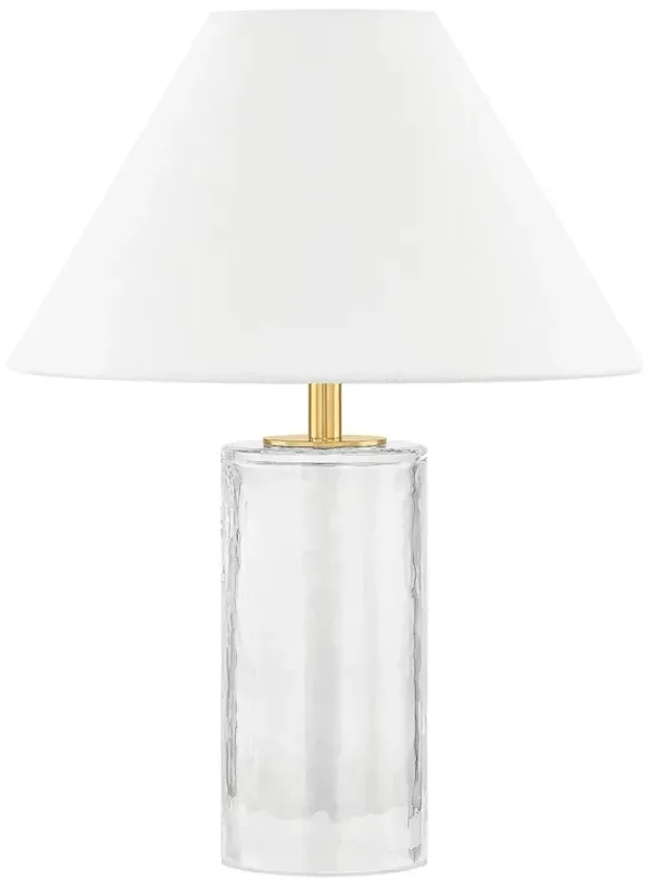 Mandy Blown Glass Table Lamp - Clear/White Linen - Megan Molten for Mitzi