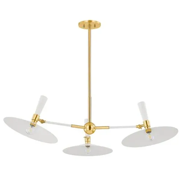 Milena 3-Light Chandelier - Aged Brass/Soft Cream - Tali Roth for Mitzi - Gold