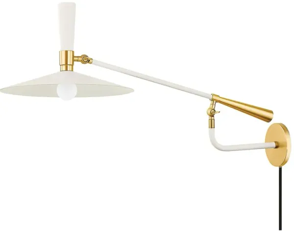 Milena Wall Sconce - Aged Brass/Soft Cream - Tali Roth for Mitzi - Gold
