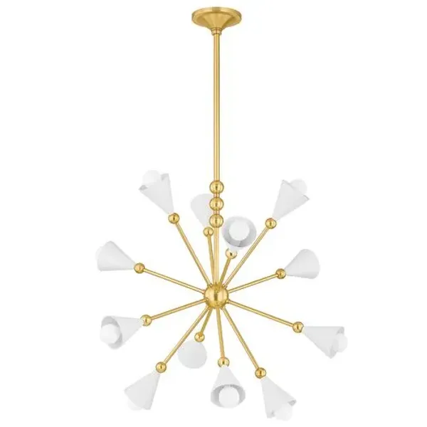 Hikari 12-Light Sputnik Chandelier - Aged Brass/Soft White - Dabito for Mitzi