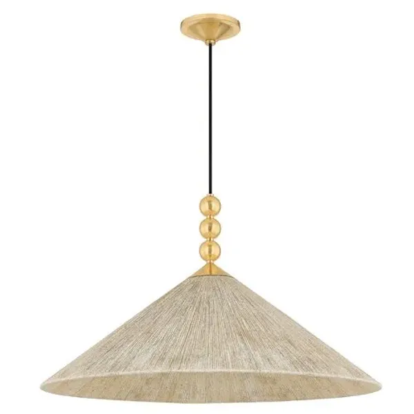 Song Jute Pendant - Light Natural/Aged Brass - Dabito for Mitzi - Brown