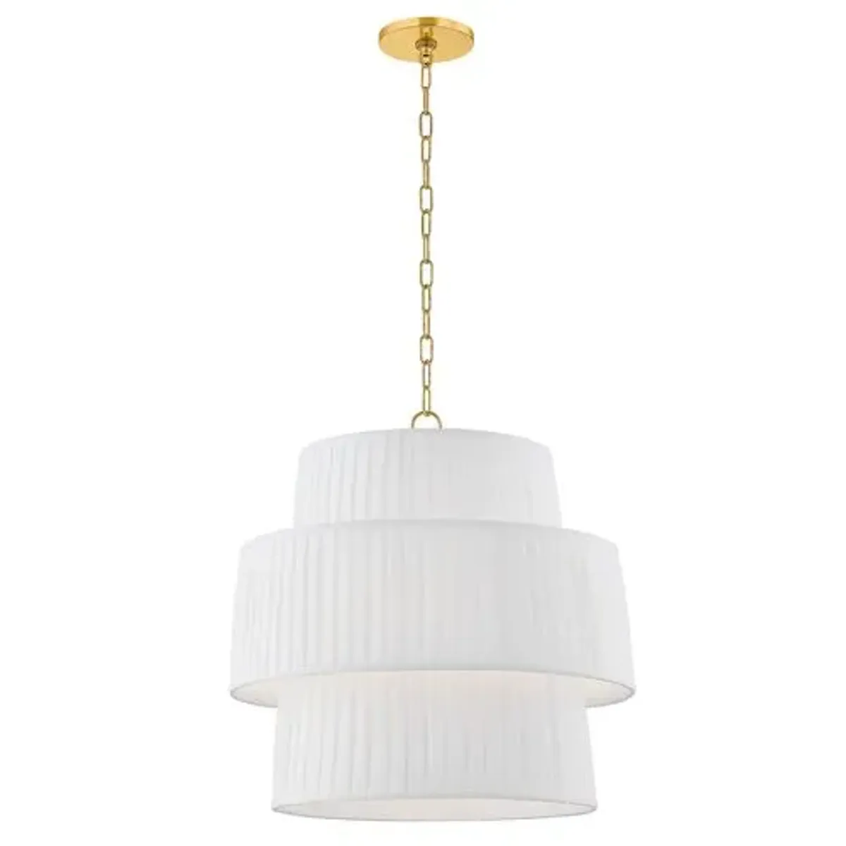 Rya Pleated Linen Pendant - White/Aged Brass - Dabito for Mitzi