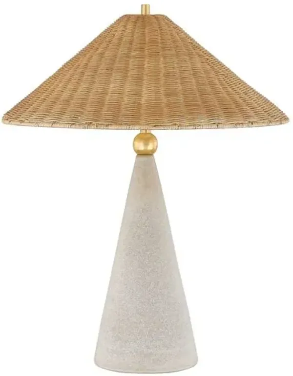 Perilla Table Lamp - Natural Wicker/Ceramic Windswept White - Dabito for Mitzi