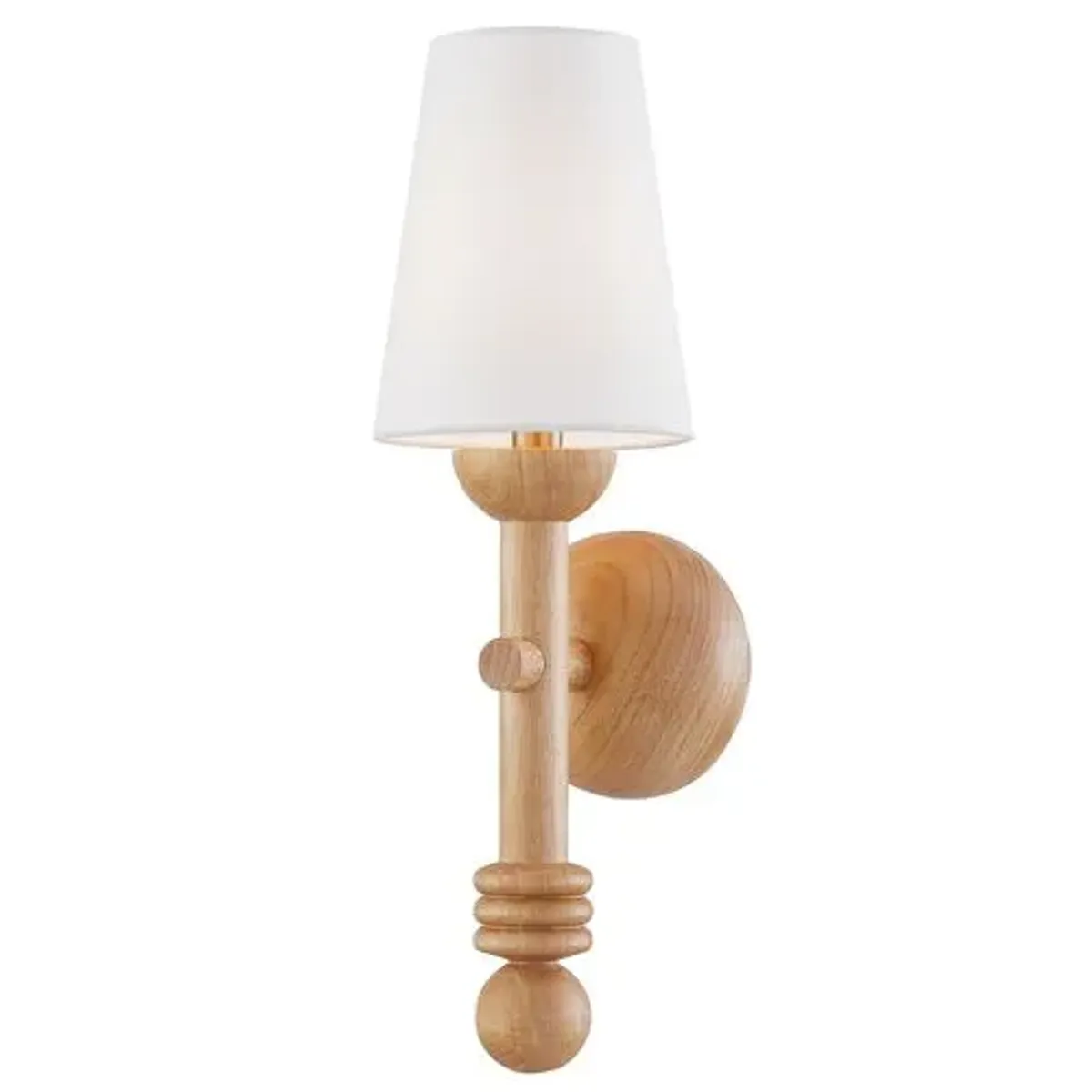Iver Turned Wood Wall Sconce - Natural/White Linen - Troy Lighting - Gold