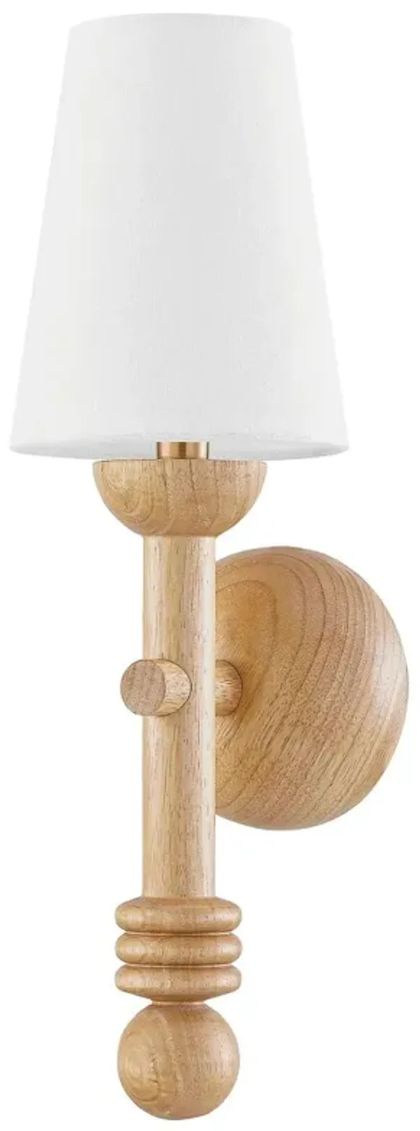 Iver Turned Wood Wall Sconce - Natural/White Linen - Troy Lighting - Gold