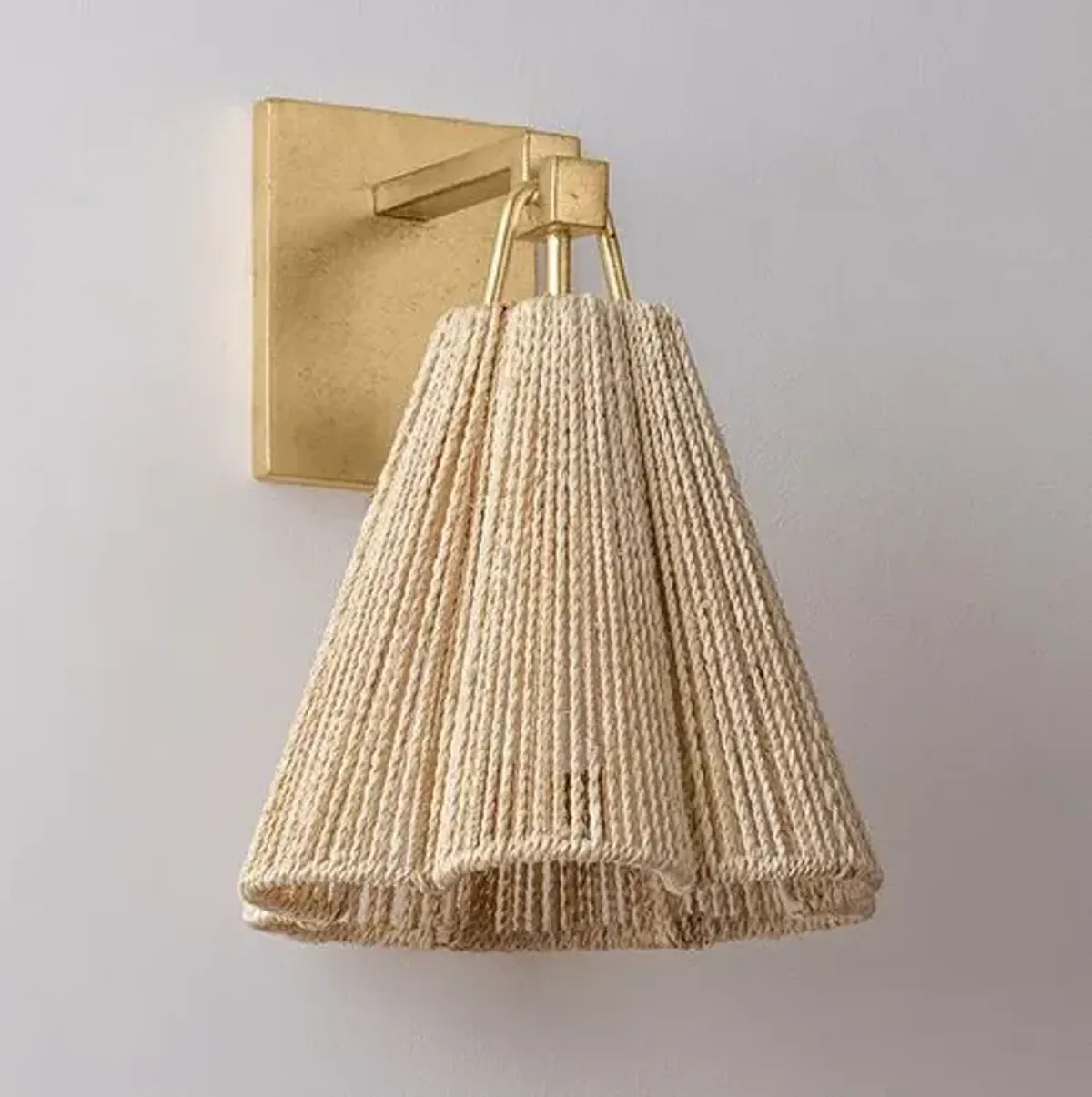 Sonoma Scalloped Abaca Rope Wall Sconce - Natural/Vintage Gold Leaf - Troy Lighting