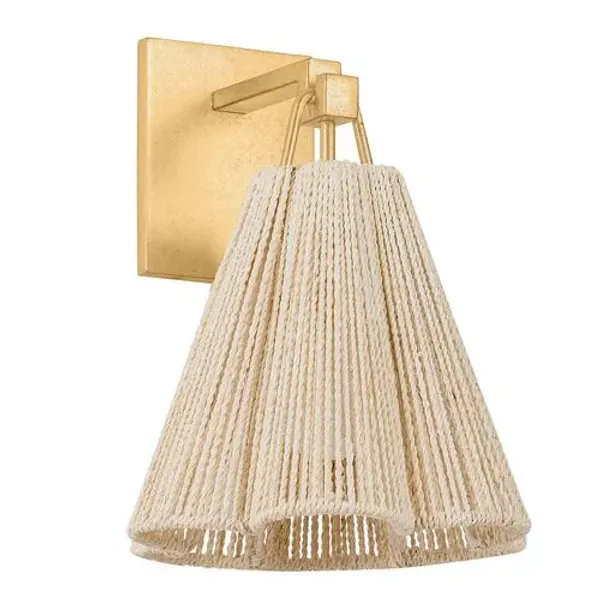 Sonoma Scalloped Abaca Rope Wall Sconce - Natural/Vintage Gold Leaf - Troy Lighting