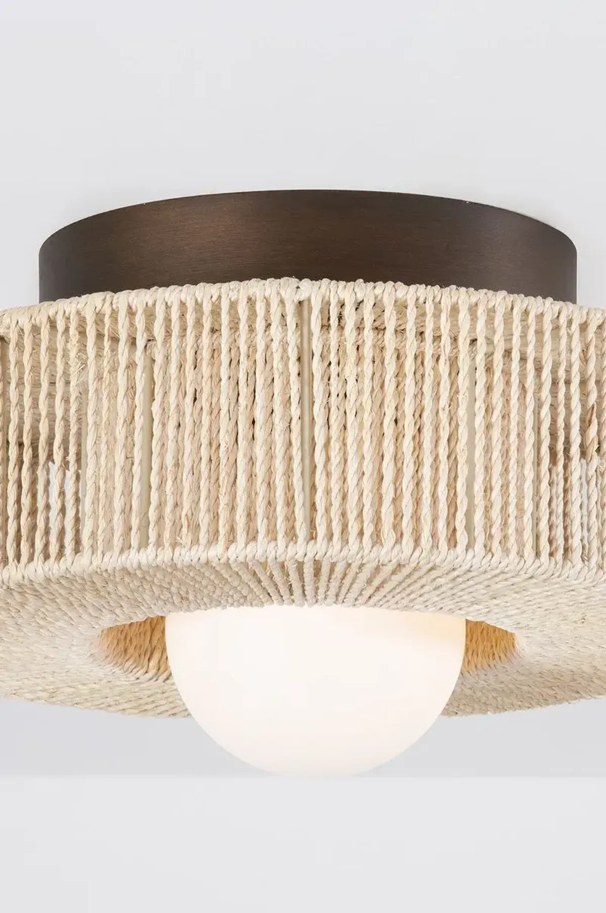 Coleman Abaca String Wrapped Flush Mount, Natural/Bronze Leaf