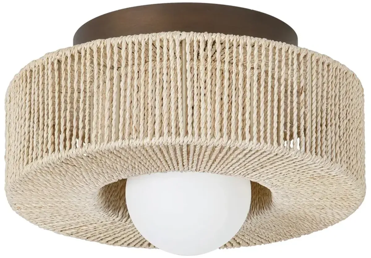 Coleman Abaca String Wrapped Flush Mount, Natural/Bronze Leaf