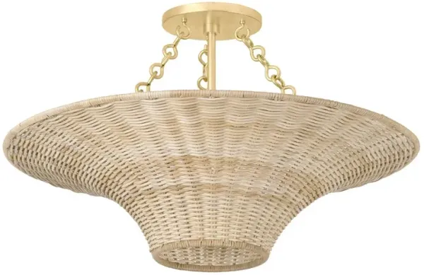 Ketan Wicker Semi Flush - Natural/Vintage Gold Leaf - Troy Lighting