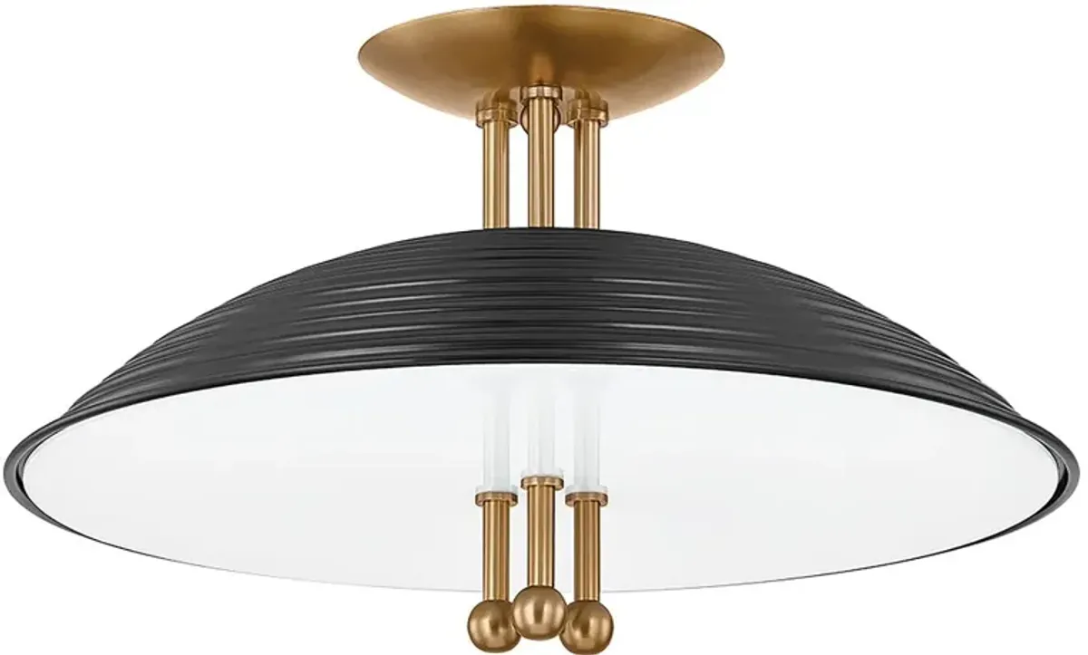 Larkin Semi Flush - Patina Brass/Soft Black - Troy Lighting - Multi