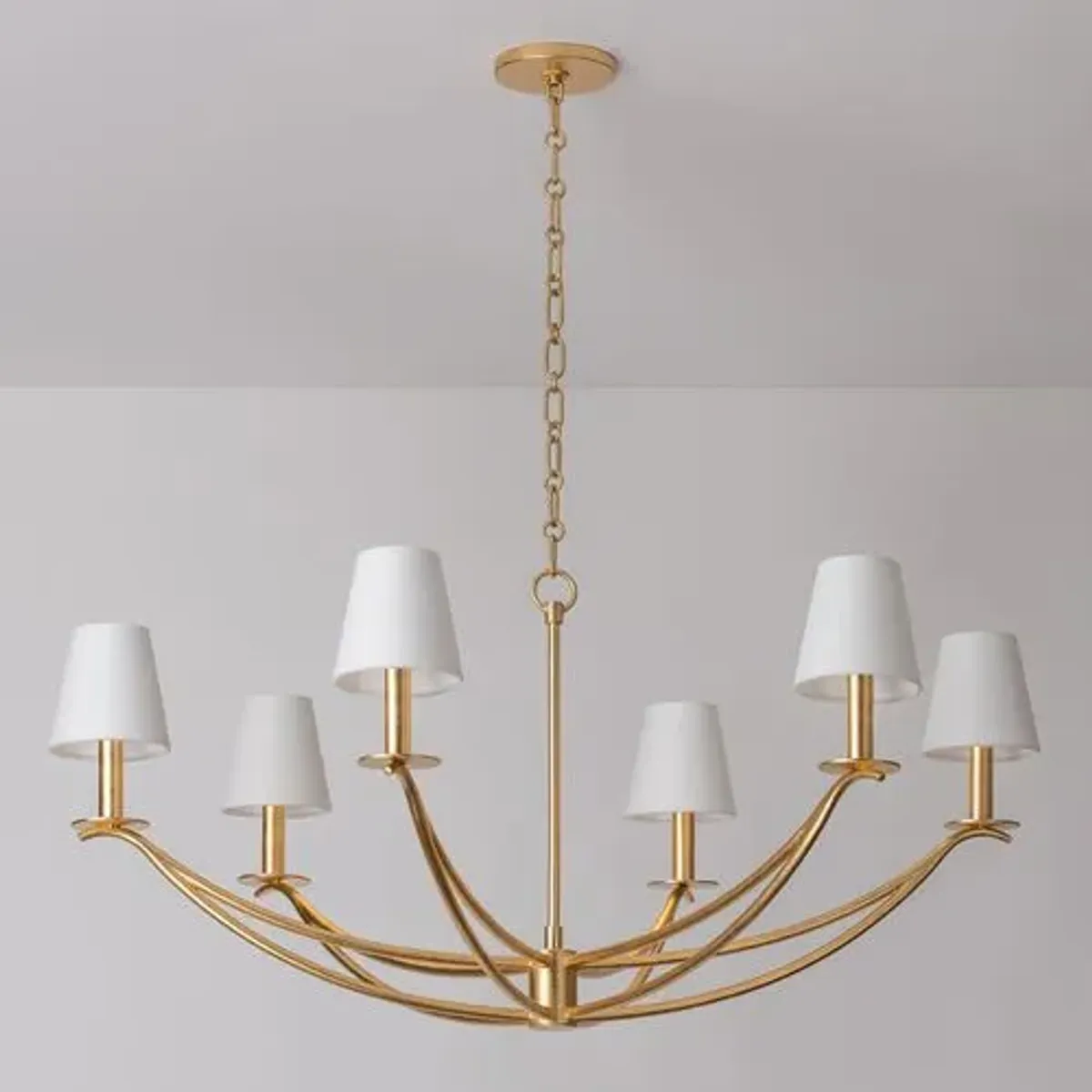 Bo 6-Light Chandelier - White Linen/Vintage Gold Leaf - Troy Lighting