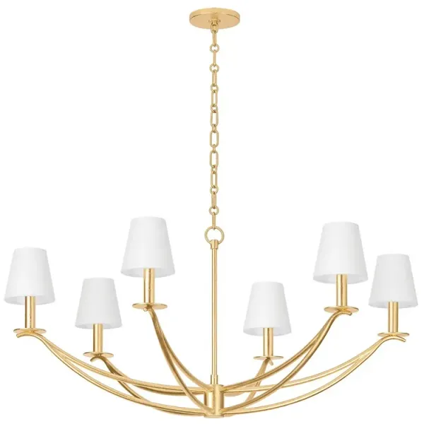 Bo 6-Light Chandelier - White Linen/Vintage Gold Leaf - Troy Lighting