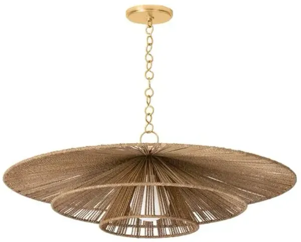 Levan Wrapped Abaca Cord Pendant - Natural/Vintage Gold Leaf - Troy Lighting