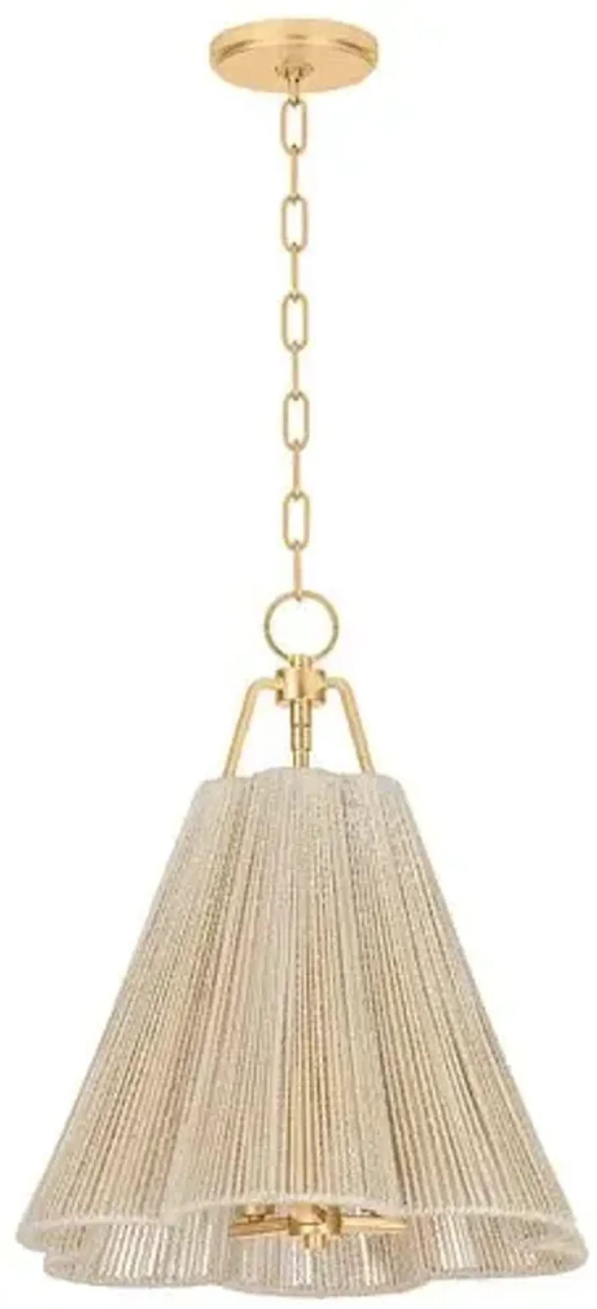 Sonoma Scalloped Abaca Rope Pendant - Natural/Vintage Gold Leaf - Troy Lighting