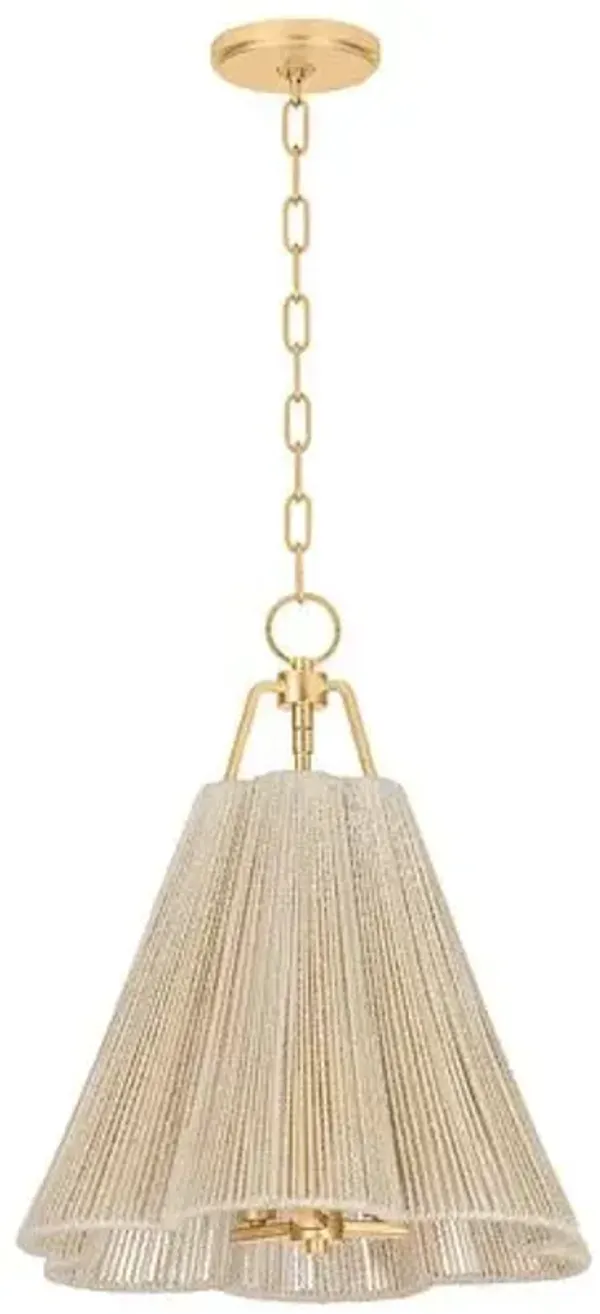 Sonoma Scalloped Abaca Rope Pendant - Natural/Vintage Gold Leaf - Troy Lighting