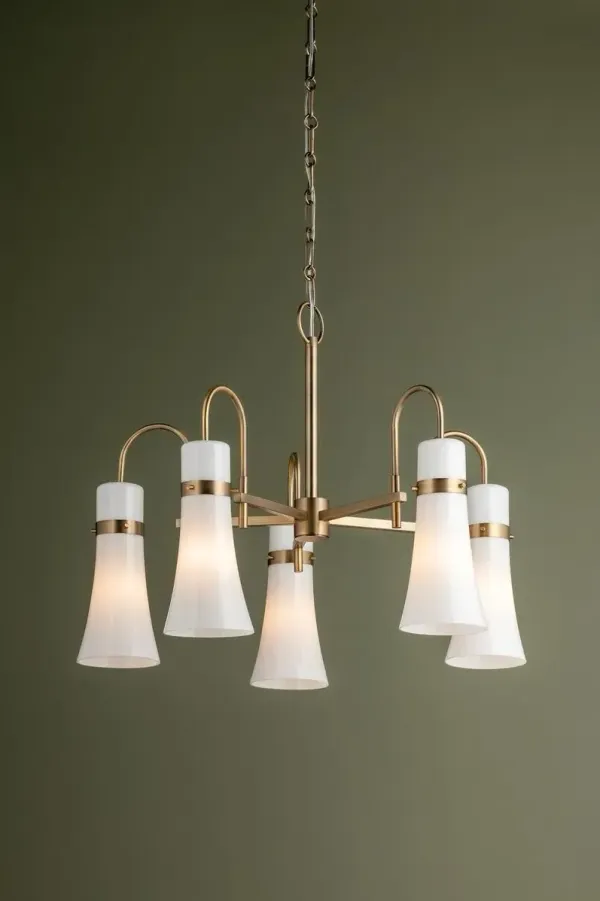 Maple Chandelier - Opal Glass/Patina Brass - Troy Lighting - Gold