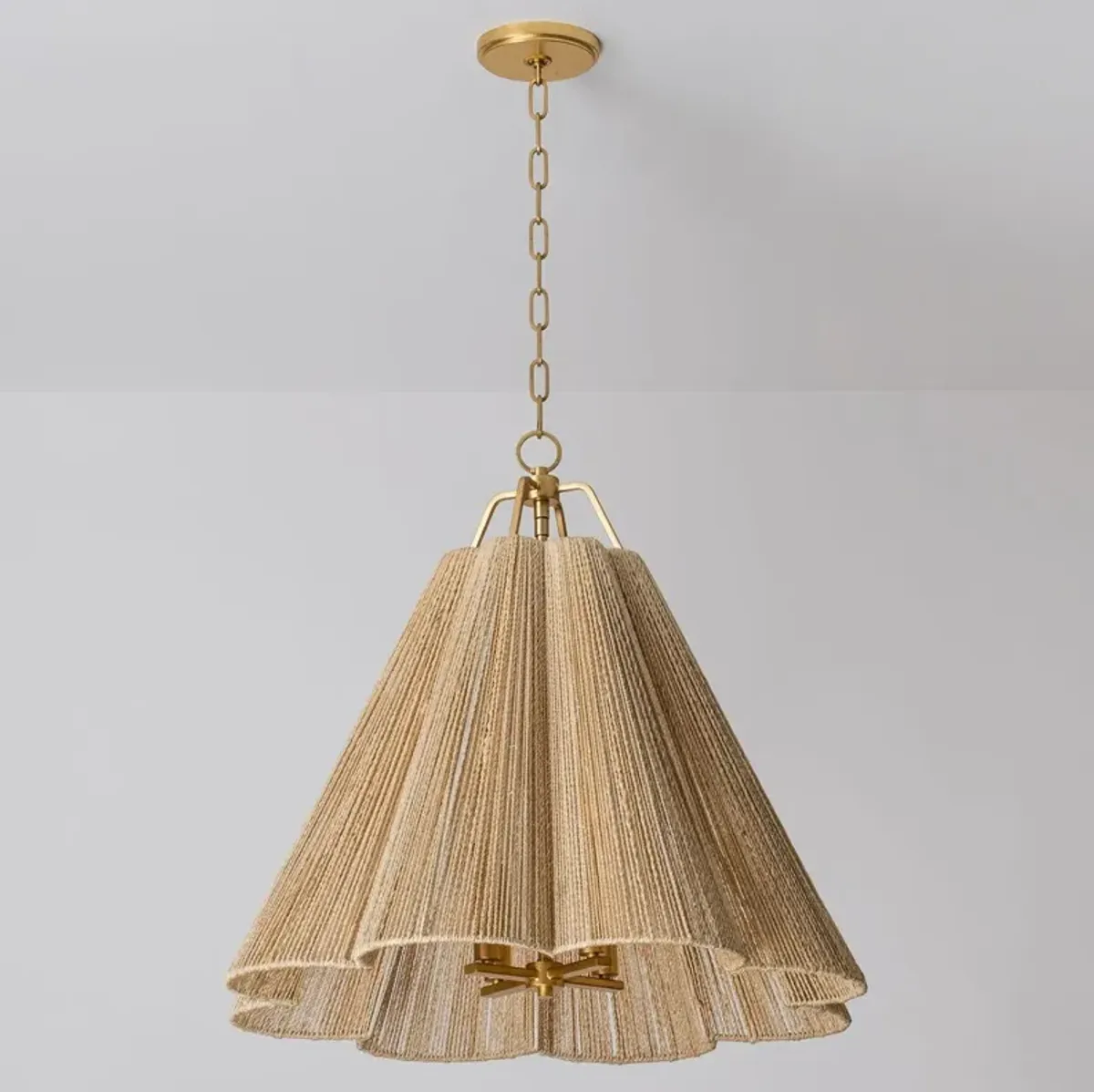 Sonoma Scalloped Abaca Rope Pendant - Natural/Vintage Gold Leaf - Troy Lighting