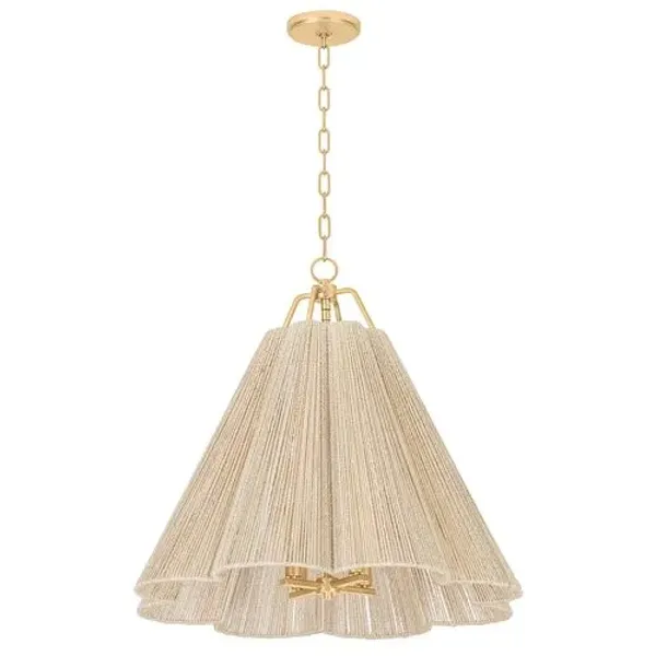 Sonoma Scalloped Abaca Rope Pendant - Natural/Vintage Gold Leaf - Troy Lighting
