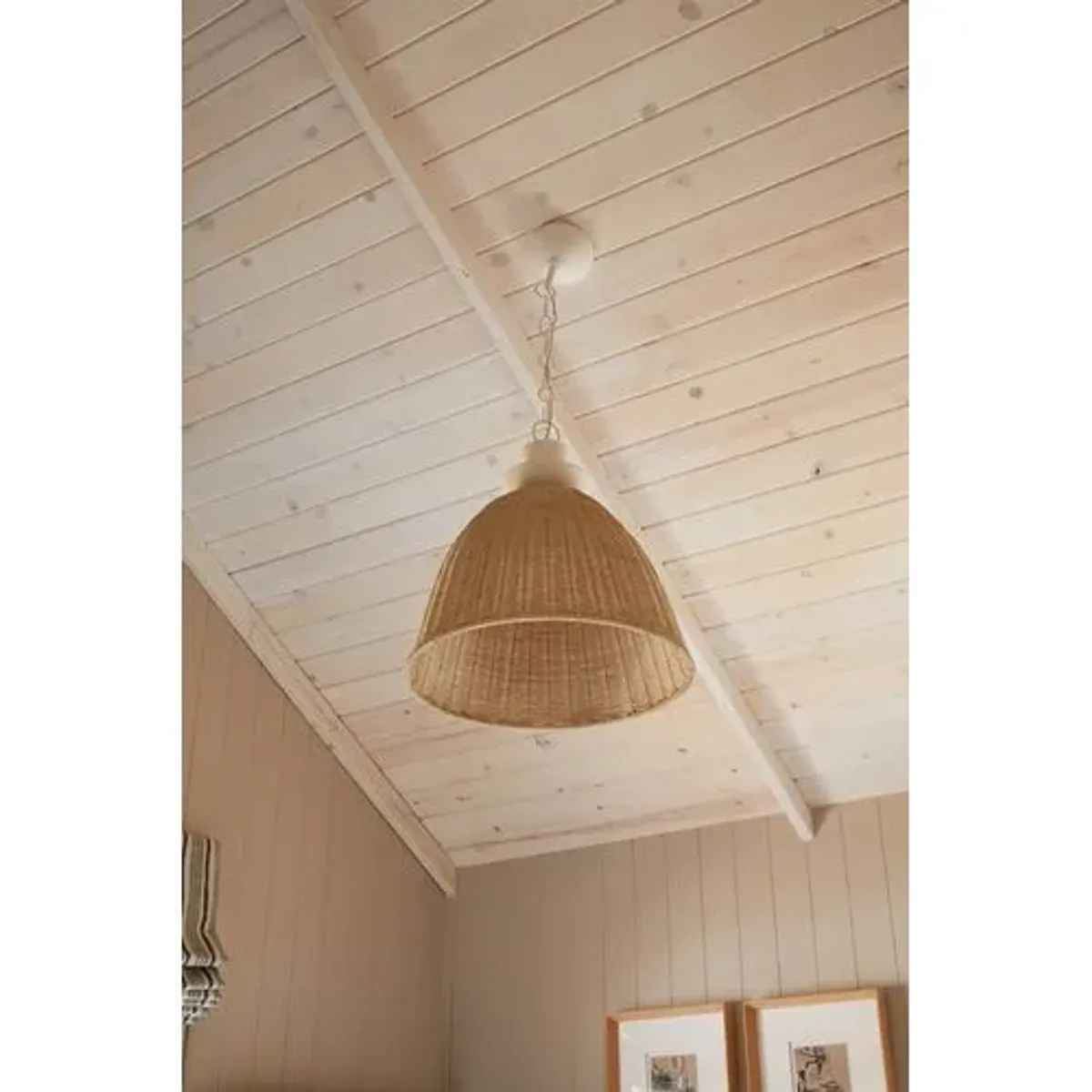 Kahn Wicker Dome Pendant - White Wash/Gesso White - Troy Lighting