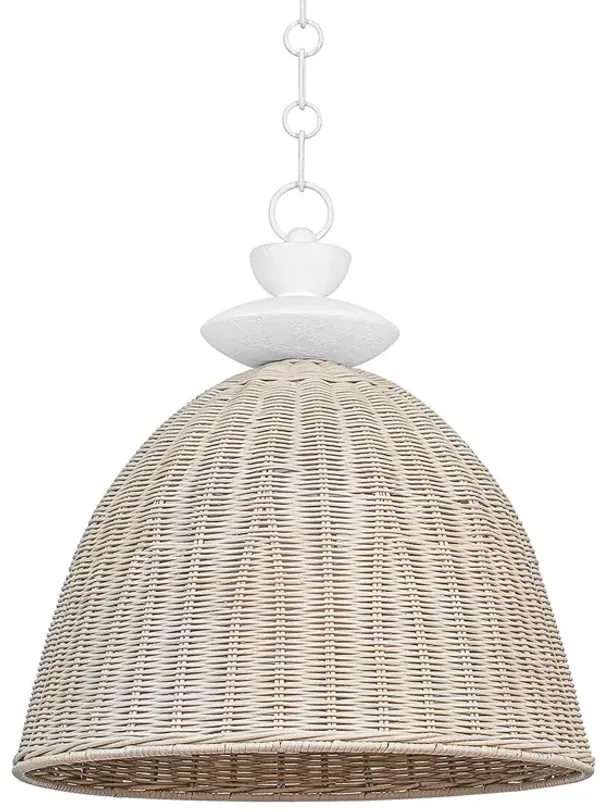 Kahn Wicker Dome Pendant - White Wash/Gesso White - Troy Lighting