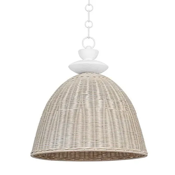 Kahn Wicker Dome Pendant - White Wash/Gesso White - Troy Lighting
