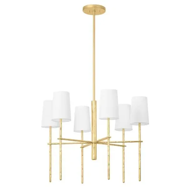 River 6-Light Hammered Chandelier - Vintage Gold Leaf/White Linen - Troy Lighting