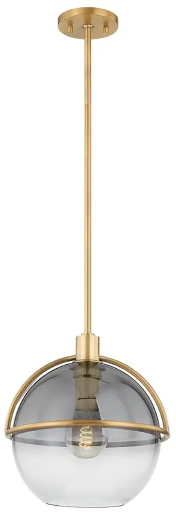 Ivins Globe Pendant - Smoked Glass/Patina Brass - Troy Lighting - Gold