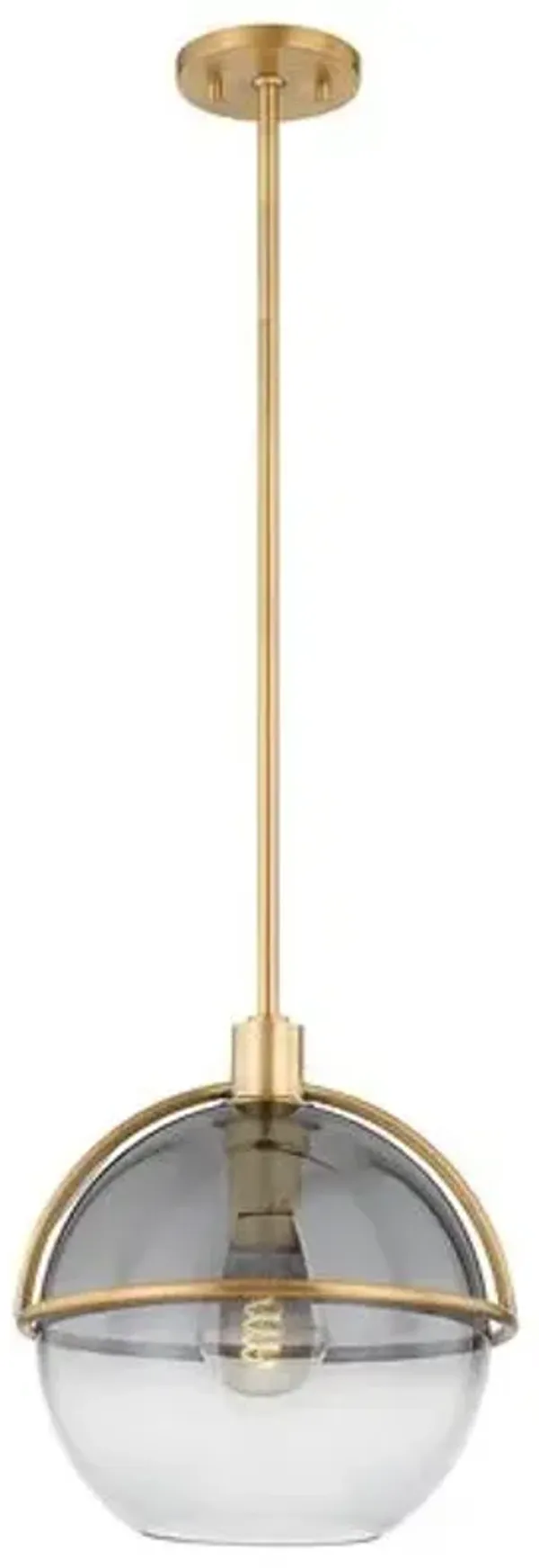 Ivins Globe Pendant - Smoked Glass/Patina Brass - Troy Lighting - Gold