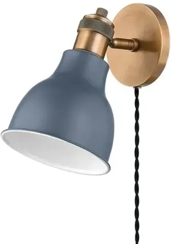 Makin Plug-In Sconce - Patina Brass/Slate Blue - Troy Lighting
