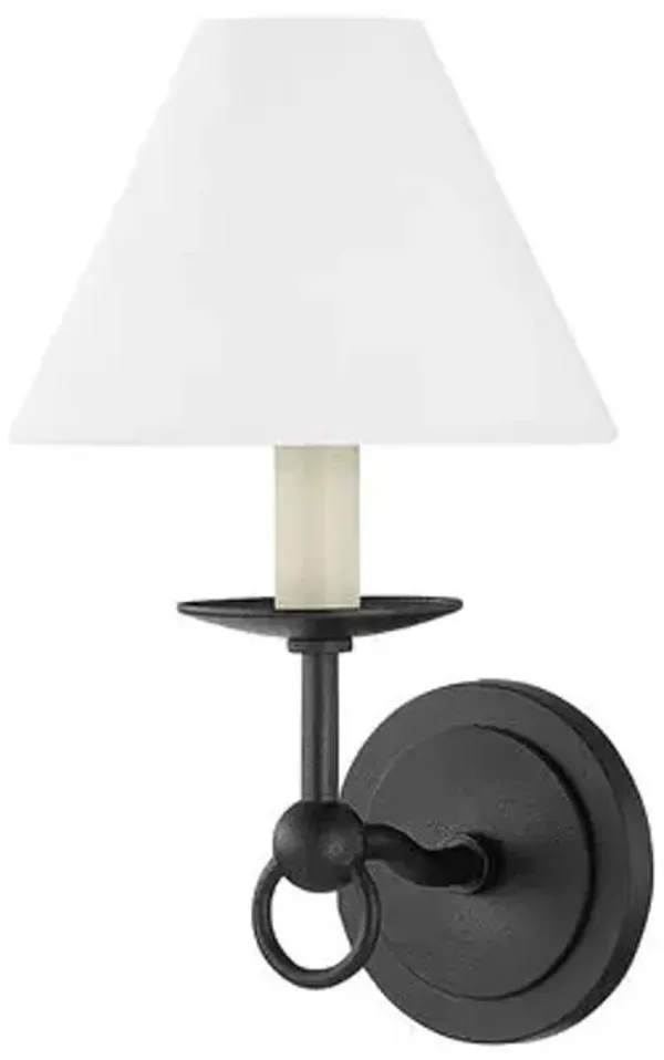 Massi Wall Sconce - Forged Iron/White Linen - Troy Lighting - Black