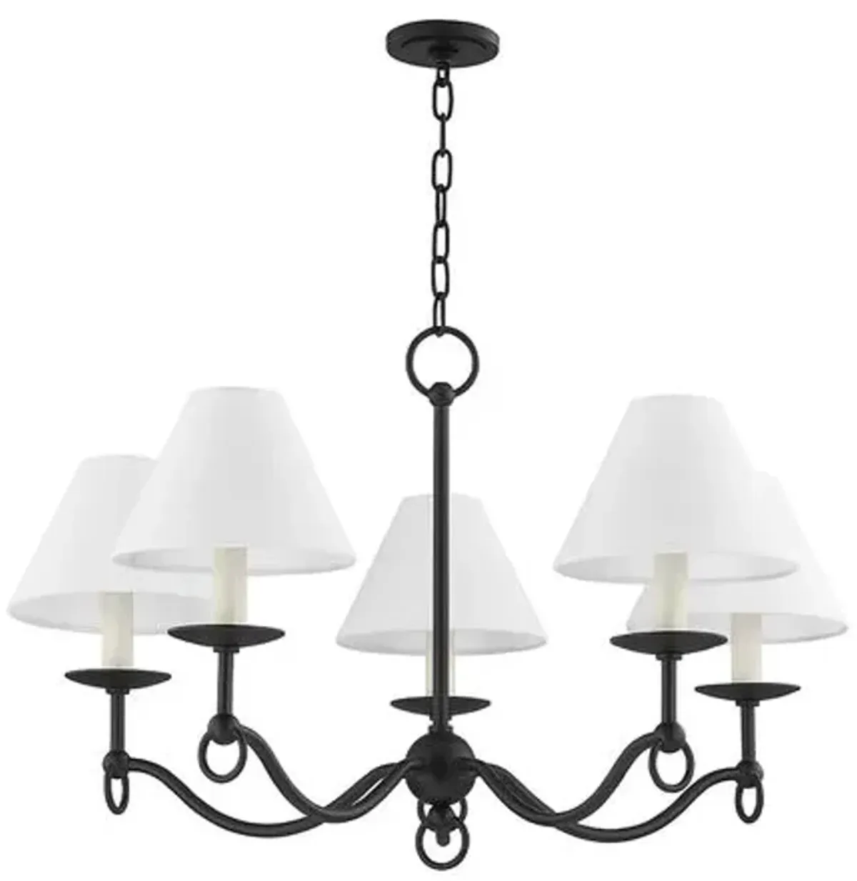 Massi Chandelier - Forged Iron/White Linen - Troy Lighting - Black