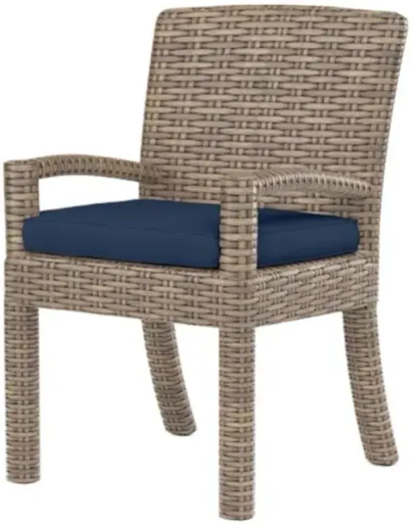 Naevia Outdoor Aluminum/Resin Wicker Dining Chair - Blue